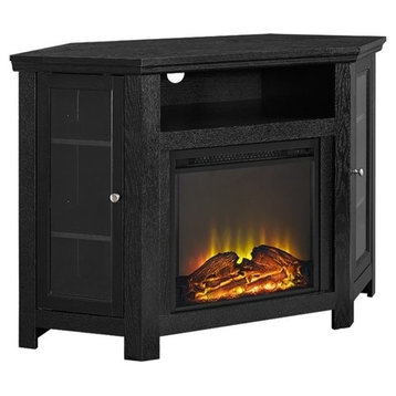 Pemberly Row 48" Corner Fireplace TV Stand in Black