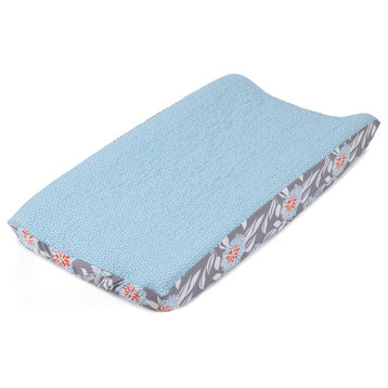 Quilted Changing Pad Cover, Aqua and White Dot