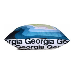 Georgia Map Pillow, Blue - Decorative Pillows
