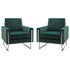 Contemporary Style Club Chair, Set of 2, Green