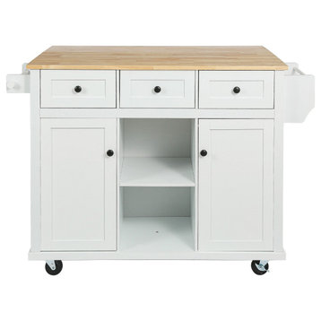 Black/Blue/White MDF Kitchen Cart Multifunctional, Storage Cabinet, White