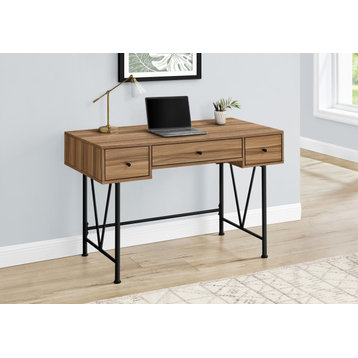 Computer Desk, Home Office, Laptop, Storage Drawers, 48"L, Work, Metal, Brown
