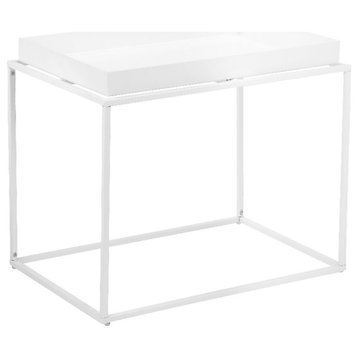 Pangea Home Bixby Framed Tray Modern Metal Side Table in White
