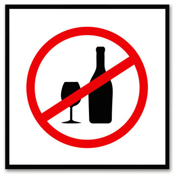 "No Drinking" Sign White Canvas Print, Custom Picture Frame, 15"x15"