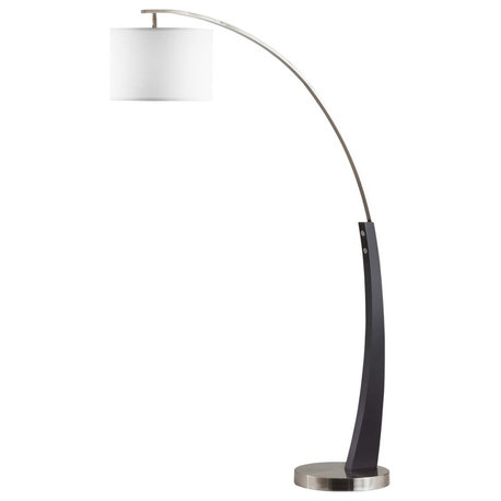 Plimpton 72" 1 Light Arc Floor Lamp - Espresso Wood and Brushed Nickel