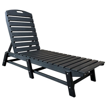 Outdoor Chaise Lounge, Pool Lounger Chair - Poly Furniture, Black