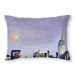 Full Moon Purple New York City Skyline Throw Pillows - Decorative Pillows