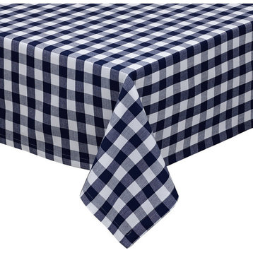 Checkered Tablecloth, Navy/White, 60"x84"