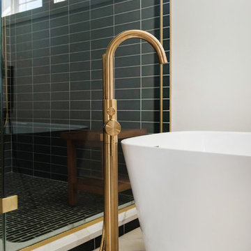 Organic and warm master bathroom