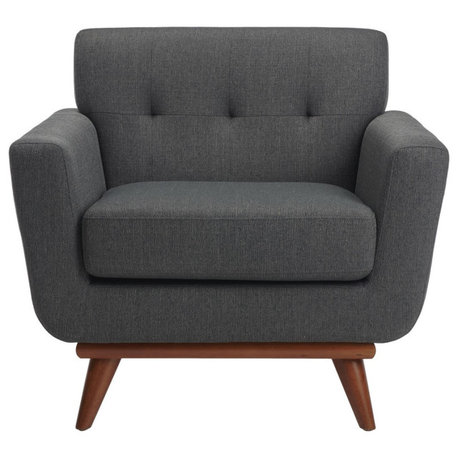 Safavieh Couture Opal Linen Tufted Arm Chair, Slate Grey