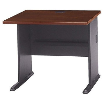 Pemberly Row 36" Transitional Engineered Wood Desk in Hansen Cherry/Gray