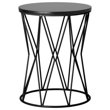 19 in. Okedo Black Metal Wrought Iron Accent Table
