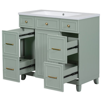 TATEUS 36" Bathroom Vanity Cabinet, Green