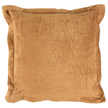 Bryce Velvet 22" Square Throw Pillow by Kosas Home, Harvest Gold