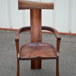 Curvy Backed Walnut Arm Chair - Dining Chairs