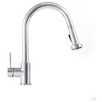 ZLINE Kitchen and Bath - ZLINE Monet Kitchen Faucet in Chrome (MON-KF-CH) - The ZLINE Monet Kitchen Faucet (MON-KF-CH) is manufactured with the highest quality materials on the market - making it long-lasting and durable.  We have focused on designing each faucet to be functionally efficient while offering a sleek design, making it a beautiful addition to any kitchen.  While aesthetically pleasing, this faucet offers a hassle-free washing experience, with 360 degree rotation and a spring loaded pressure adjusting spray wand. At 1.8 gal per minute ththis faucet provides the perfect amount of flexibility and water pressure to save you time. Our cutting edge lock in technology will keep your spray wand docked and in place when not in use.  ZLINE delivers the most efficient, hassle free kitchen faucet with a lifetime warranty, giving you peace of mind.  The Monet Kitchen Faucet (MON-KF-CH) ships next business day when in stock.