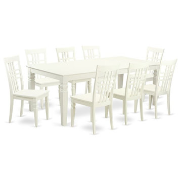 9-Piecetable Set With A Dining Table And 8 Dining Chairs In Linen White
