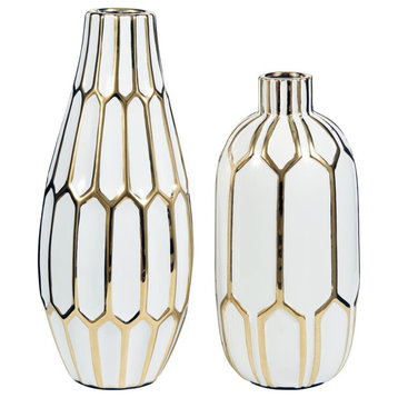 Mohsen Gold Finish/White Vase Set of 2