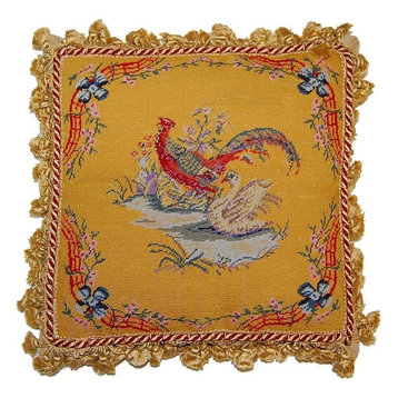 Pheasant and Swan Petit Point Pillow