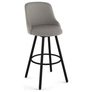 Amisco Kelsea Swivel Stool, Silver Gray Polyester/Black Metal, Counter Height