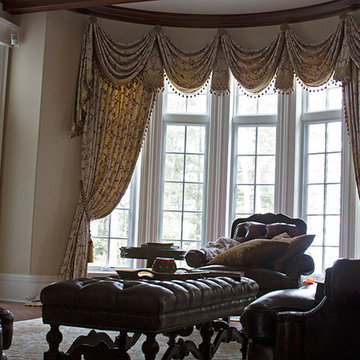 Bay Window Drapes in Luxurious Home