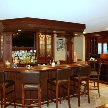Bar stand alone, wine rack and glassware built ins