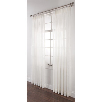 Splendor Batiste Curtains Pinch Pleated Sheer Draperies, White, 96"x84"