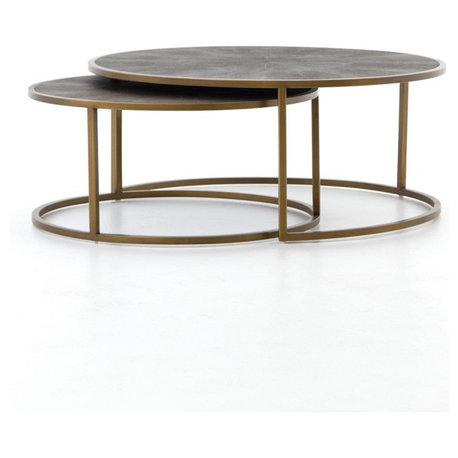 Shagreen Nesting Coffee Table,Antique Brass