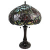 Tiffany Style 2 Light Roses Table Lamp 24" Tall