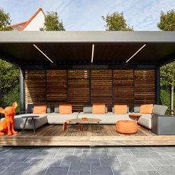 Modern terrace cover for poolside area - Awnings
