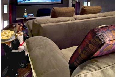 Inspiration for a contemporary home theater remodel in Phoenix