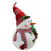 20" Alpine Chic Sparkling Snowman with Nordic Style Santa Hat Decoration