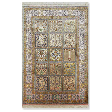 2'6"x4' Tan Moss Color Hand Knotted Persian Oriental Area Rug