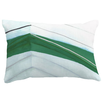 Boat Bow Left Geometric Print Throw Pillow With Linen Texture, Green, 14"x20"