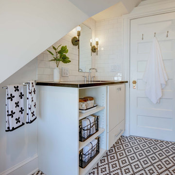 Vintage black and white guest bath