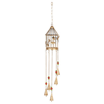 Gold Metal Eclectic Windchime, 33" x  5" x  5"
