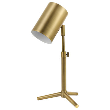 Globe Electric 52097 Pratt 1 Light Adjustable Height Desk Lamp - Matte Brass