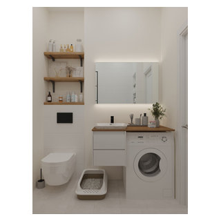 Image showcasing Small Studio Apartment in Scandinavian Style - Scandinavian - Bathroom ...