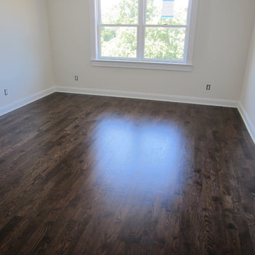 WESTHAMPTON: RED OAK INSTALLED & FINISHED WTH DARK WALNUT STAIN / SATIN OIL POLY
