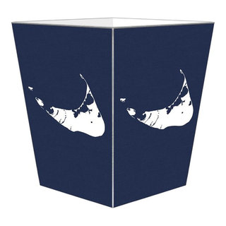 WB8579, Nantucket on Navy Linen Wastepaper Basket - Contemporary -  Wastebaskets - by Marye-Kelley | Houzz