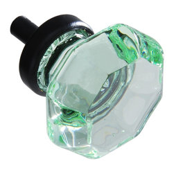 CKP - CKP Elegance Knob, Light Green Glass, Black Base - Cabinet And Drawer Knobs