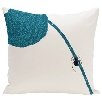 Eensy, Weensy Spider Holiday Print Pillow, Teal, 16"x16"