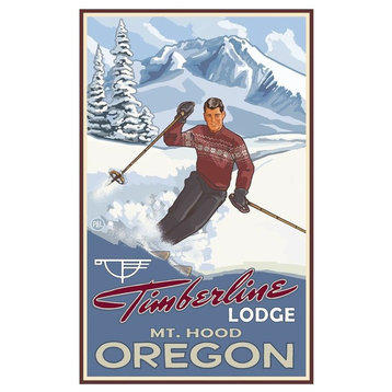 Paul A. Lanquist Timberline Lodge Oregon Boy Skier Art Print, 30"x45"