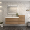 BTO 62" Wall Mounted Bath Vanity With Reinforced Acrylic Sink, Rose Wood