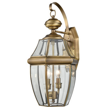 Ashford Exterior Coach Lamp - Antique Brass, Clear Glass, Medium, 2