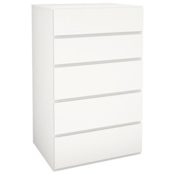 Roseberry Kids 5-Drawer Modern Wood Chest with Metal Slides in White