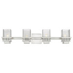 Innovations Lighting - Innovations 310-4W-SN-CL 4-Light Bath Vanity Light, Satin Nickel - Innovations 310-4W-SN-CL 4-Light Bath Vanity Light Satin Nickel. Style: Retro, Art Deco. Metal Finish: Satin Nickel. Metal Finish (Canopy/Backplate): Satin Nickel. Material: Cast Brass, Steel, Glass. Dimension(in): 6(H) x 33(W) x 6. 25(Ext). Bulb: (4)60W G9,Dimmable(Not Included). Maximum Wattage Per Socket: 60. Voltage: 120. Color Temperature (Kelvin): 2200. CRI: 99. Lumens: 450. Glass Shade Description: Clear Wellfleet Glass. Glass or Metal Shade Color: Clear. Shade Material: Glass. Glass Type: Transparent. Shade Shape: Rectangular. Shade Dimension(in): 4(W) x 5. 5(H) x 4(Depth). Backplate Dimension(in): 4. 5(H) x 4. 5(W) x 0. 75(Depth). ADA Compliant: No. California Proposition 65 Warning Required: Yes. UL and ETL Certification: Damp Location.