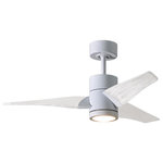 Matthews Fan - Super Janet 42" Ceiling Fan, LED Light Kit, Gloss White/Matte White - The Super Janet's remarkable design and solid construction in cast aluminum and heavy stamped steel make it the heroine in any commercial or residential space. Moving air with barely a whisper, its efficient DC motor turns solid wood blades. An eco-conscious LED light kit with light cover completes the package.