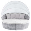 Scottsdale Canopy Outdoor Patio Daybed Light Gray White -4442