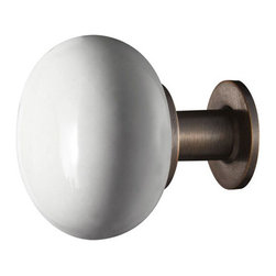 1-1/2" WHITE PORCELAIN KNOB - Cabinet And Drawer Knobs